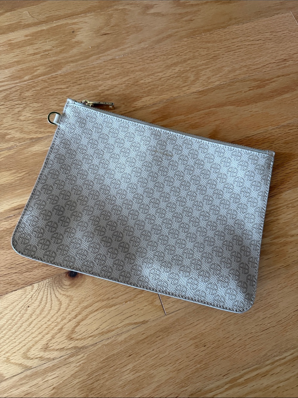 Anine Bing Monogram Zip Pouch in Taupe and Beige